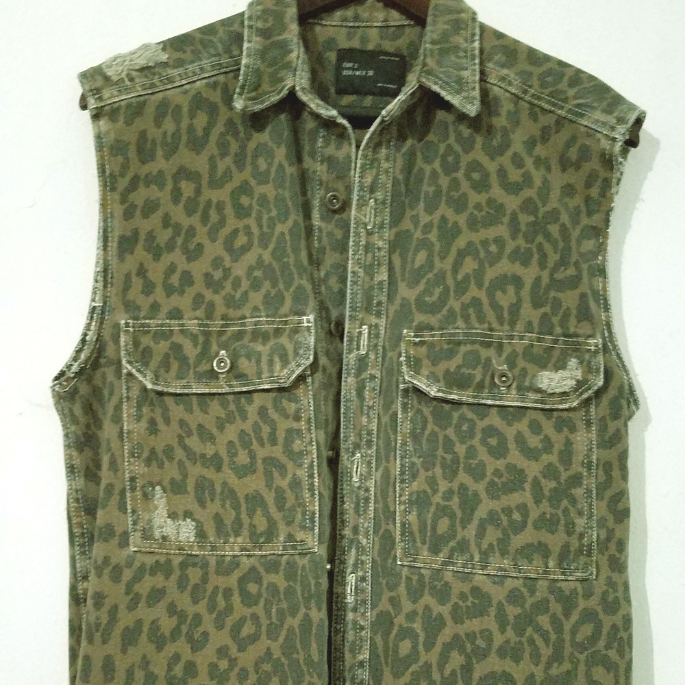 Zara Leopard Denim Shirt-Vest